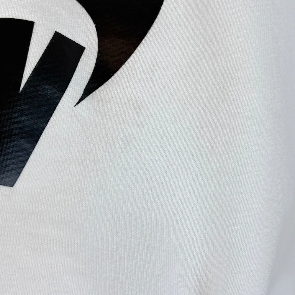 Nike Upside Down Logo  Oversized Cropped French Terry Hoodie White Black Large